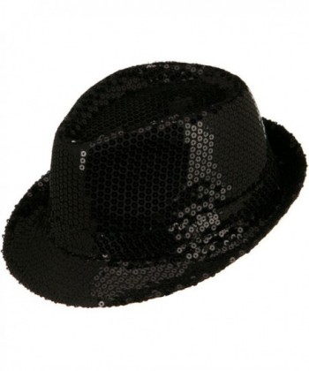 Shiny Sequin Fedora Hat Black in Men's Fedoras