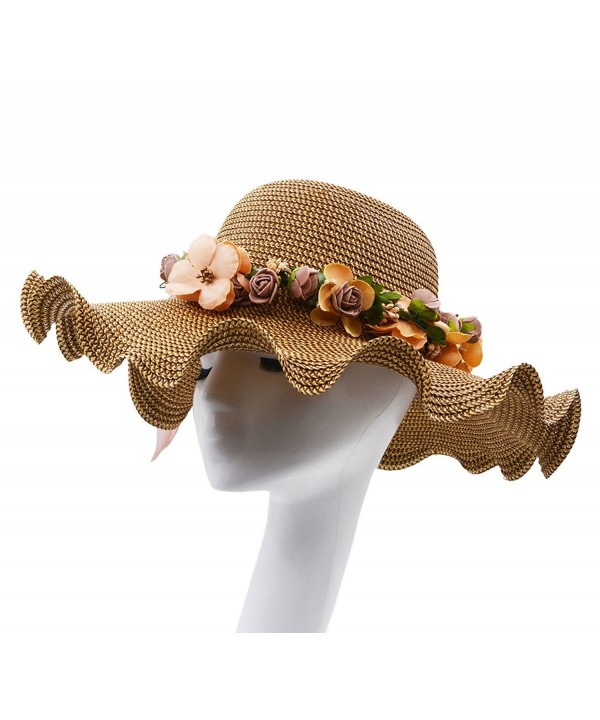 Vegali Summer Beach Sun Hat - Brown - CE12KHP4LY5