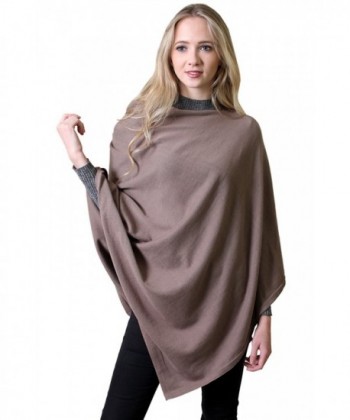 (14 COLORS) 100% Organic Cotton 5-Way Knit Poncho Wrap Pullover Sweater Topper Cardigan - Earth Brown - CA1886WS2ZM