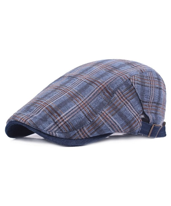 ZLSLZ Mens Cotton Plaid newsboy IVY Irish Cabbie Golf Cap Hat For Men - Blue - CO17YQY87YS