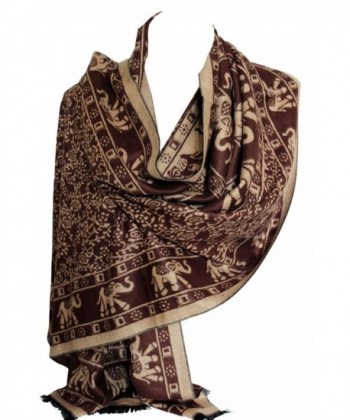 Indian Elephant Print Warm Fleece Cashmere Blend Wrap Shawl Scarf Stole Hijab 