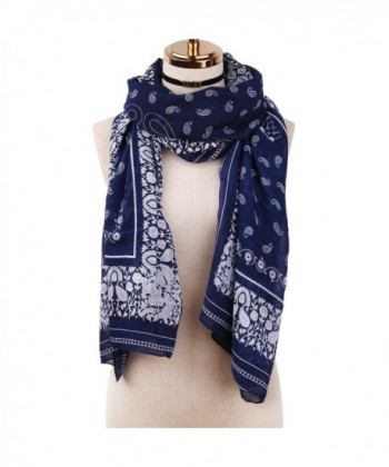 SOJOS Women's Fashion Pattern Soft Lightweight Summer Beach Shawl Wrap Scarf SC312 - C2 Dark Blue Paisley - CK186TWMC9N