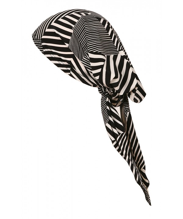 Love Lakeside Fashion Pre tied Headscarf - Black & White Stripe - CG17YIDZL8X