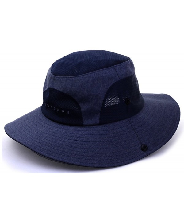 Supplex Mens Sun Hat Wide Brim Dress Large Head Foldable Shapeable Protective - Navy - CX184I40ZDA