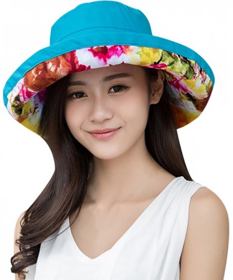 Lovful Women's Lady's colorful Bucket Hat Summer Beach Hat Outdoor Garden Hat - Blue - CD12IMV12XJ