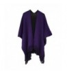 Kocome Women Blanket Oversized Scarf Wrap Long Knit Shawl Poncho Tassel Fringe - Black+purple - CE12O2RGRED