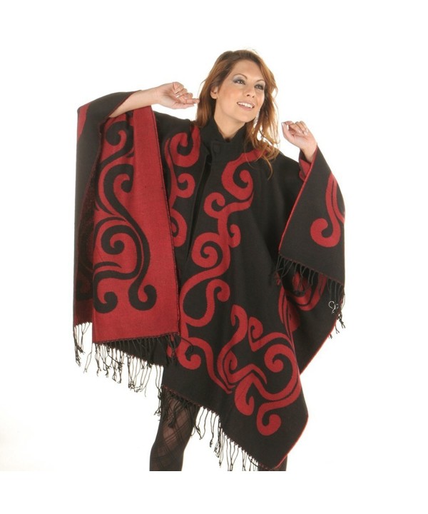 KayJayStyles Floral 2 Tone REVERSIBLE Cashmere Feel Poncho Shawl Cape Ruana - CC113V52Y57