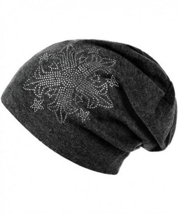 Ababalaya Women Autumn Winter Flower Drills Wool Cap Knit Hat Hip Hop Hat in 6 Colors - Dark Gray - CI17Y2H9THY