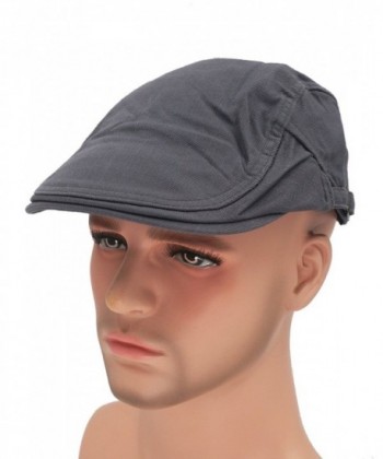 Roffatide Solid Color Canvas Strap Newsboy Cap Driving Cabby Ivy Golf Beret Hat - Light Gray - C217AZSHD33