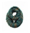 Plum Feathers Two Tone Crochet Knit Infinity Scarf - Teal-taupe - C011NQURO93