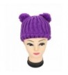 Bazzaara Women Beanie Knitted Knit Warm Ski Crochet Slouch Hat Cap Cat double poms + Fashion tie - Purple - C612NZB4HS7