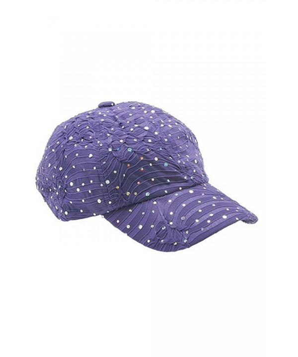 Glitzy Game Crystal Sequin Trim Women's Adjustable Glitter Baseball Cap PURPLE - CU11U7YJ5AL