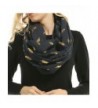 Women Soft Scarf Feather Print Lightweight Shawl Warm Bronzing Neck Wrap Scarves - Navy - CZ187WLH6RM