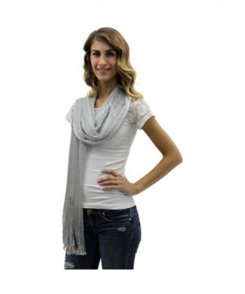 Silver Lightweight Mesh Metallic Scarf