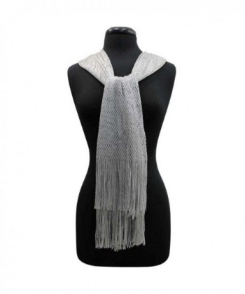 Silver Lightweight Mesh Metallic Scarf in Wraps & Pashminas