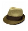 City Hunter Pms390 Pamoa 2 Tone Straw with Cotton Band Summer Fedora (3 Colors ) - Natural/Brown - CT11DQT3OZ7