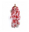 Lujuny Spring Summer Fashion Lightweight Print Poppy Flower Voile Scarf for Women Girls - White - C817YEM8RDG