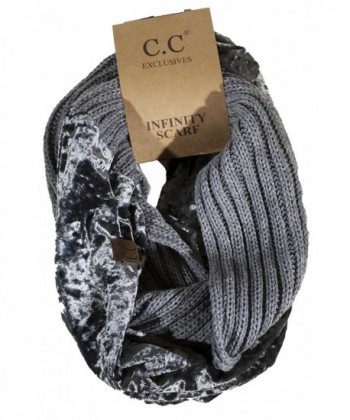 Girlie Girl Exclusive C.C Knit Crushed Velvet Infinity Scarf - Gray - C9188N5M6U0