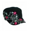 Scala Pronto Women's Cadet With Flower Embroidery Cap - Black - CK114DSOVVL