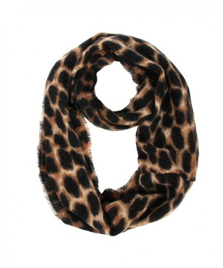 Women's Leopard Print Infinity Scarf - Warm Lightweight Acrylic Cheetah Loop Circle Scarves for Ladies and Girls - CD18629MS4Q