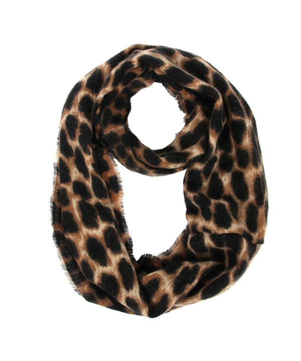 Women's Leopard Print Infinity Scarf - Warm Lightweight Acrylic Cheetah Loop Circle Scarves for Ladies and Girls - CD18629MS4Q