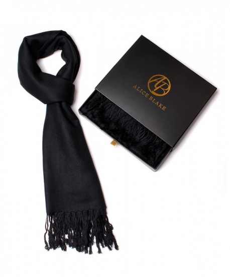 Alice Blake Premium Pashmina Scarf Shawl Wrap Soft Luxurious With Free Gift Box - Black - CP12N4Y0H3H