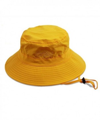 Puli Women's Packable Fisherman Bucket Hat Outdoor Hat With Chin Strap - Sun Protective - Yellow - C5182AKUHM4