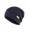 OMECHY Unisex Slouchy Beanie Hats Winter Warm Knit Skull Fleece Ski Cap 4 Color - Navy - CX187UY0703