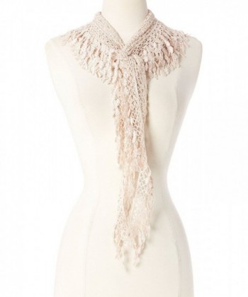 Women Fashion Lightweight Lace Fringe Scarf - Peachpuff - CC12IUZYR11