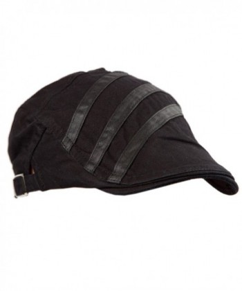 Ts Cotton Viscose 3-Strip Men's Gatsby Cap Newsboy Ivy Hat - Black - CX128KOYSIJ