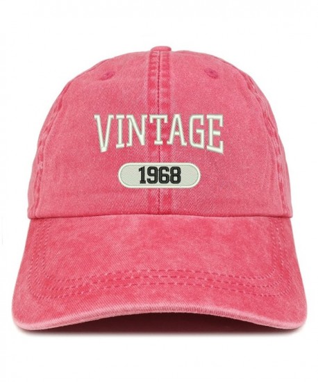 Trendy Apparel Shop Vintage 1968 Embroidered 50th Birthday Soft Crown Washed Cotton Cap - Red - CZ12NVDDY1B