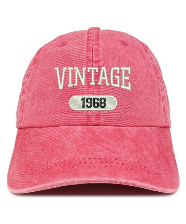 Trendy Apparel Shop Vintage 1968 Embroidered 50th Birthday Soft Crown Washed Cotton Cap - Red - CZ12NVDDY1B