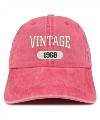 Trendy Apparel Shop Vintage 1968 Embroidered 50th Birthday Soft Crown Washed Cotton Cap - Red - CZ12NVDDY1B