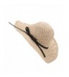 Beach Sun Hat- METFIT Women Fashion Foldable UV Bowknot Large Brim Summer Straw West Cowboy - Beige - CA17YLG8H20