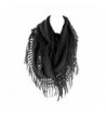 Crochet Fringed Infinity Circle Loop Figure Eight Endless Scarf Wrap By Silver Fever (Black-Wide) - CJ11G7BG8GD