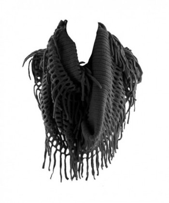 Crochet Fringed Infinity Endless Black Wide