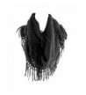 Crochet Fringed Infinity Endless Black Wide