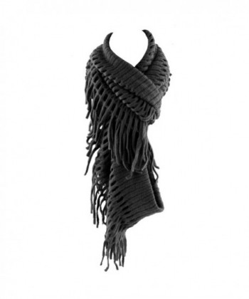 Crochet Fringed Infinity Endless Black Wide in Fashion Scarves
