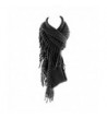 Crochet Fringed Infinity Endless Black Wide in Fashion Scarves