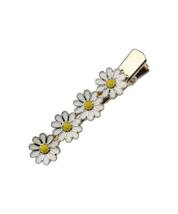 Art Attack Goldtone Daisy Daisies Sun Flower Floral Festival Party Summer Alligator Hair Clip - CZ12HFYYGBJ