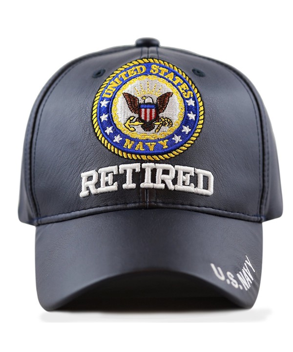 THE HAT DEPOT Official Licensed 3D Embroidered Soft Faux Leather Retired Cap - U.s.navy-navy - CL12N73364D