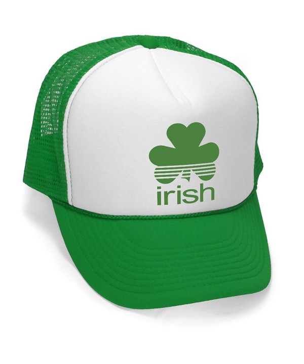 Megashirtz - Irish - Vintage Style Trucker Hat Retro Mesh Cap - Green - C711K7JO8XL