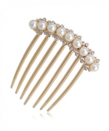 IPINK Wedding Bridal Rhinestone Pearl Crystal Hair Comb Claw Hairpin Hair Ornaments Accessory - CF11W1F8NT9