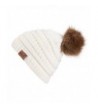 Sanxin Winter Adult Unisex Knitted Winter Warm Large Faux Fur Beanie Bobble Pom Ski Snow Hats - White - C6187K92R48