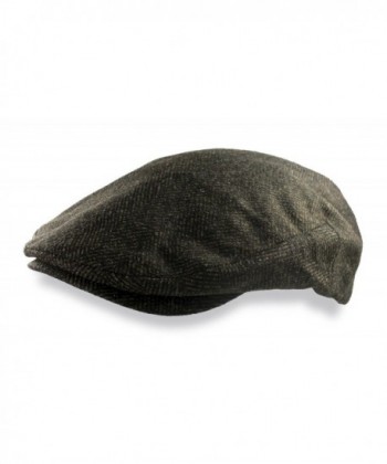 Mens Brown Wool Herringbone Ivy Hat Driving Cap - Brown - C111COL686F