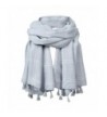 FITIBEST Women Linen Scarf Fashionable Plaid Shawl Winter Long Scarves with Tassels - Grey - CG186HC83S9