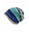 Qunson Women's Colorful Striped Chemo Beanie Cap Hat for Cancer Patients - Blue - C012N45B0J3