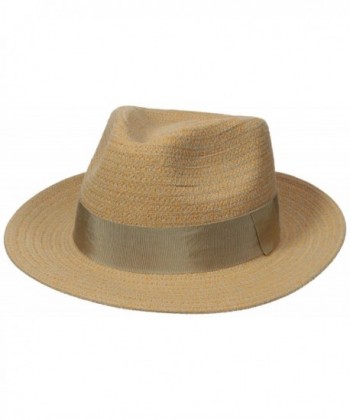 Henschel Men's Fedora In Paper/Cotton Braid With 2" Brim and Grosgrain Band - Tan - CN17YRUZ3WE