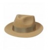 Henschel Men's Fedora In Paper/Cotton Braid With 2" Brim and Grosgrain Band - Tan - CN17YRUZ3WE