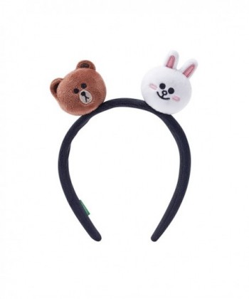 LINE FRIENDS Brown And Cony Head Band With Face Plush Dolls - Black - CT12N7E6YCT